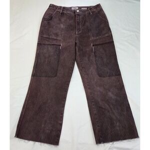 BBJ Los Angeles Striped Corduroy Carpenter Pants 9/29 Raw Hem High Rise Distress